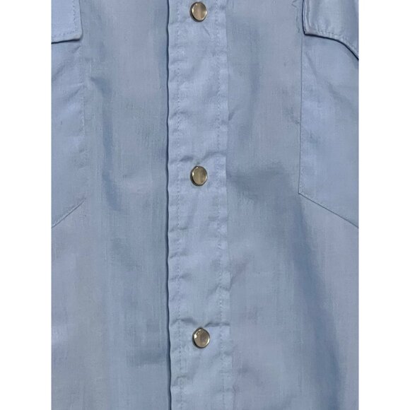 VTG Miller Western Pearl Snap Shirt Light Blue Long Sleeve 70s Style Mens Large - Picture 6 of 15
